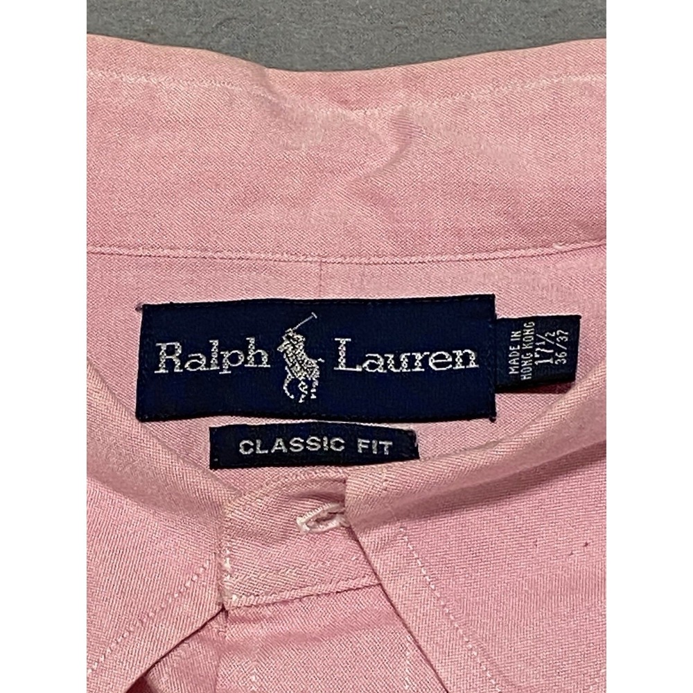 Ralph‎ Lauren Men Dress Shirt 17.5 Pink Classic Fit Button Down Long Sleeve - Picture 2 of 11